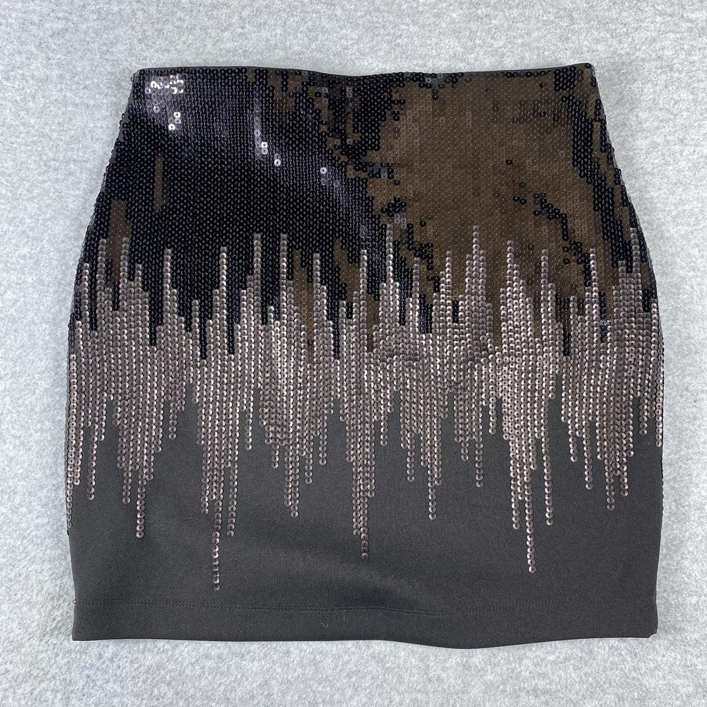 Express Skirt Womens XS‎ Black Sequin Mini Bodycon Ombre Party Night Out